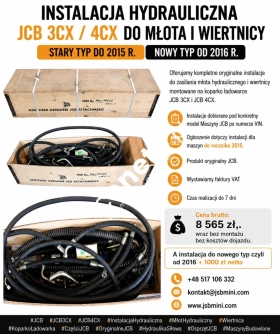 Instalacja hydrauliczna JCB 3CX / 4CX do młota i wiertnicy – stary typ do 2015 r. / nowy typ od 2016 r.