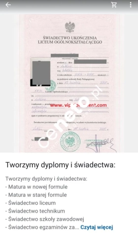 Tu kupisz średnie , mature dyplom studiów , kursów