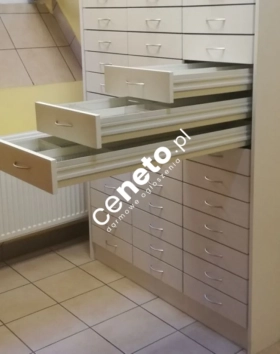 Meble apteczne-magazynowe szuflady głębokiego składowania