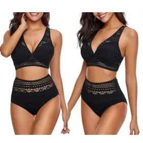 STRÓJ KĄPIELOWY BIKINI WYSOKI STAN KORONKA BOHO /M