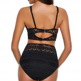 STRÓJ KĄPIELOWY BIKINI WYSOKI STAN KORONKA BOHO /M